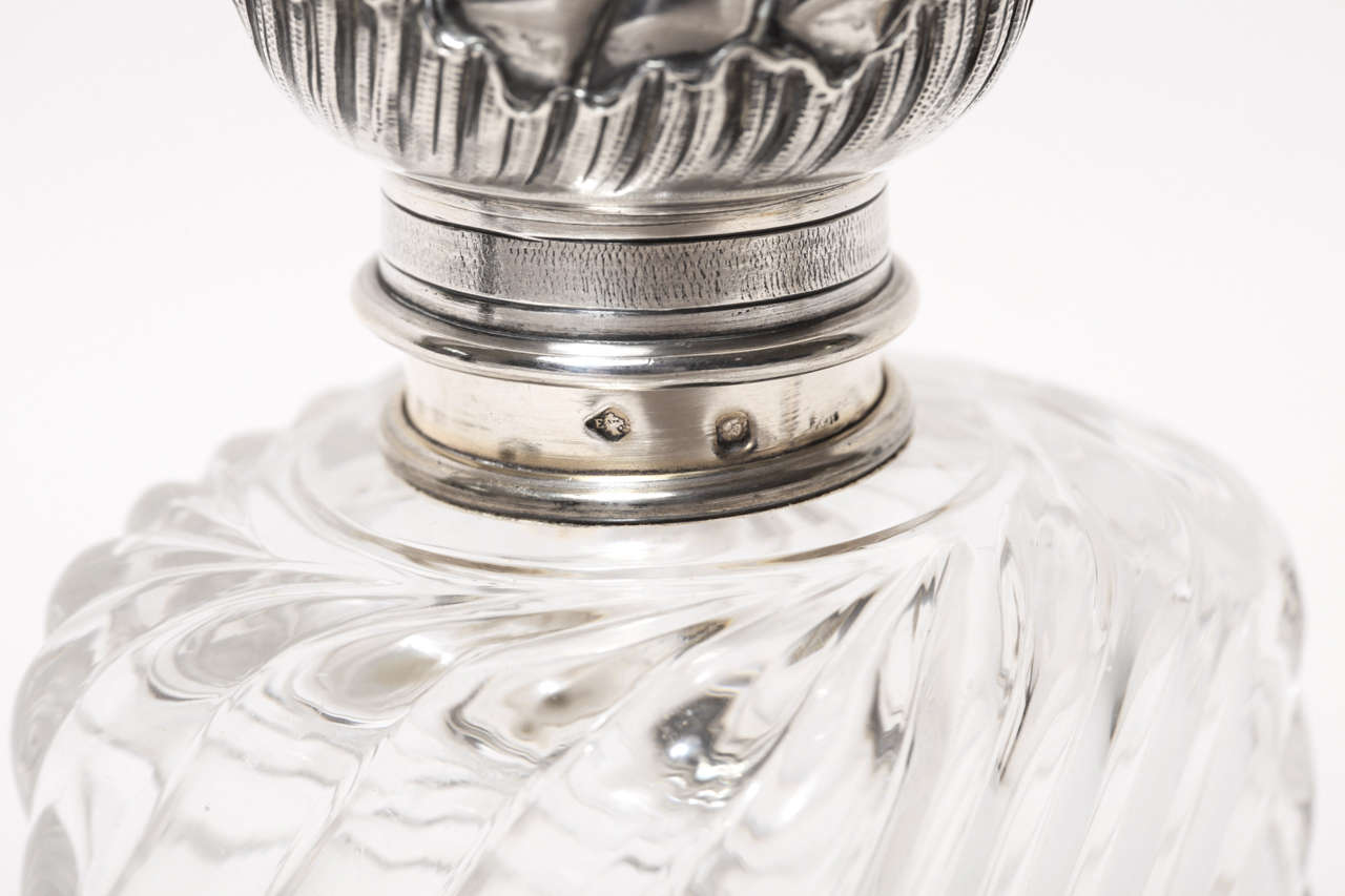 20th Century Art Deco Crystal & Silver Bottle by E. Sanner