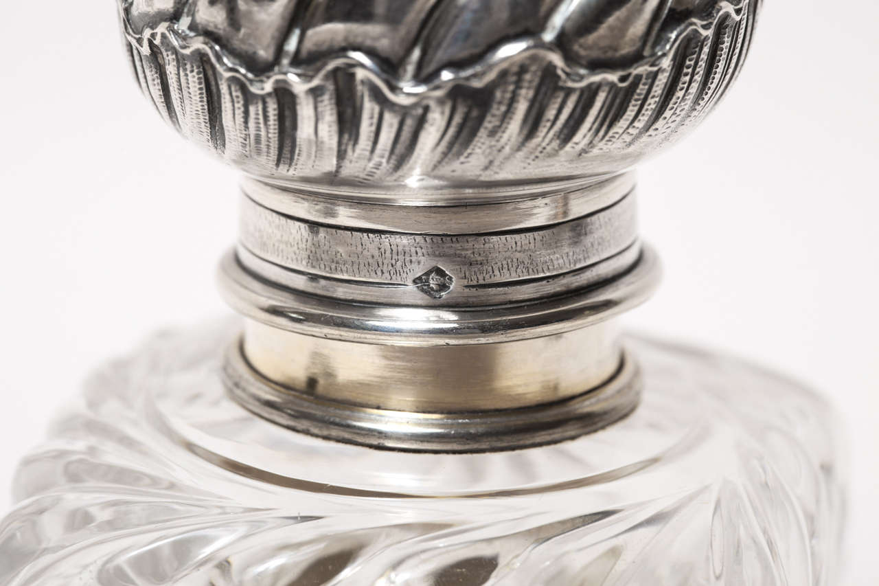 Art Deco Crystal & Silver Bottle by E. Sanner 1