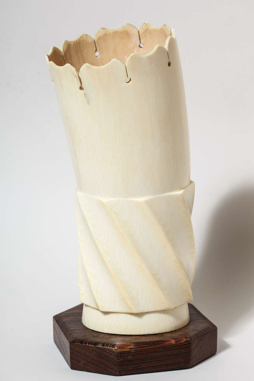 20th Century Art Deco Carved Bone Vase For Sale