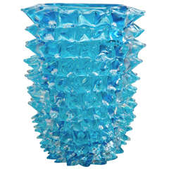 Spectacular Signed Murano Turquoise Vase