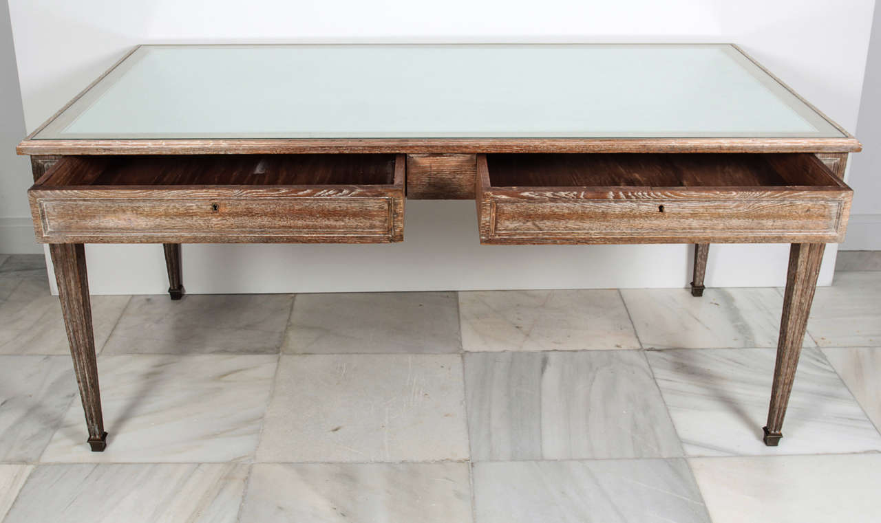 20th Century Limed Oak Desk by Maison Jansen For Sale