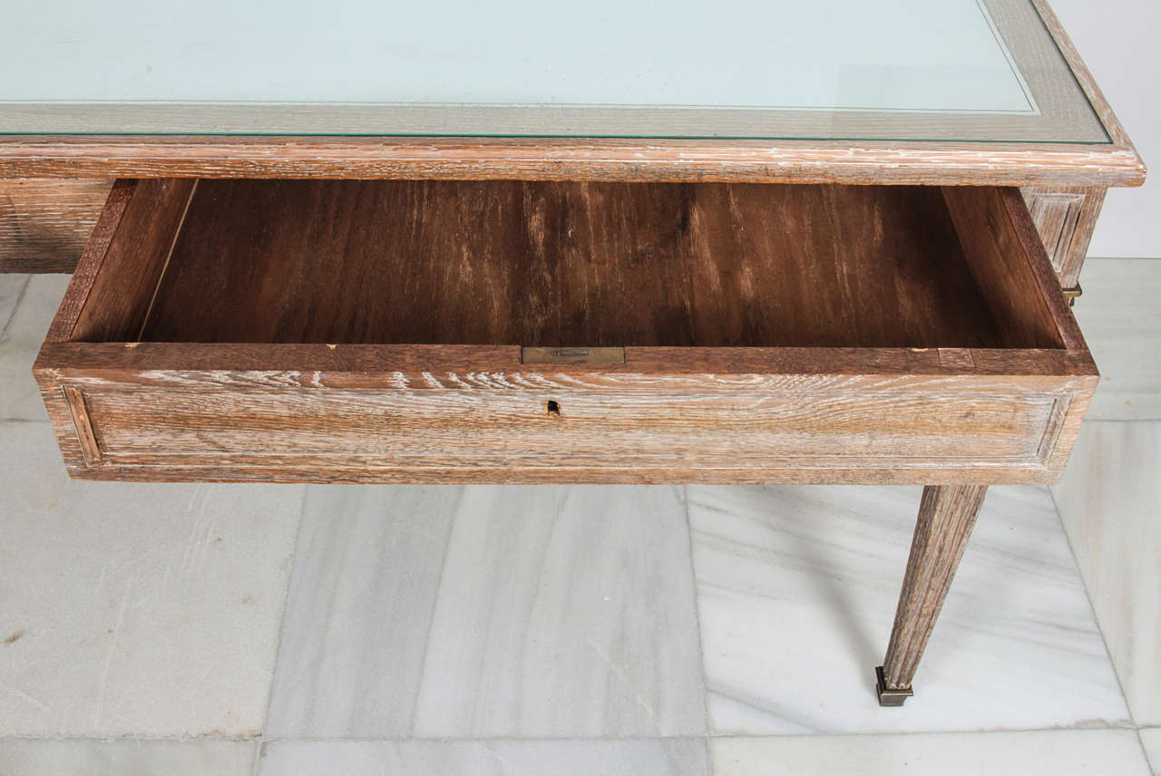 Bronze Limed Oak Desk by Maison Jansen For Sale