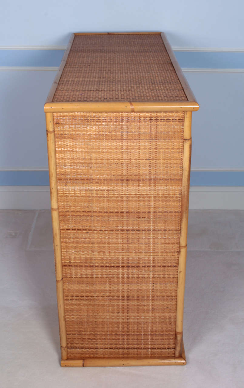 Pair of Rattan and Bamboo Bookcases In Good Condition In New York, NY