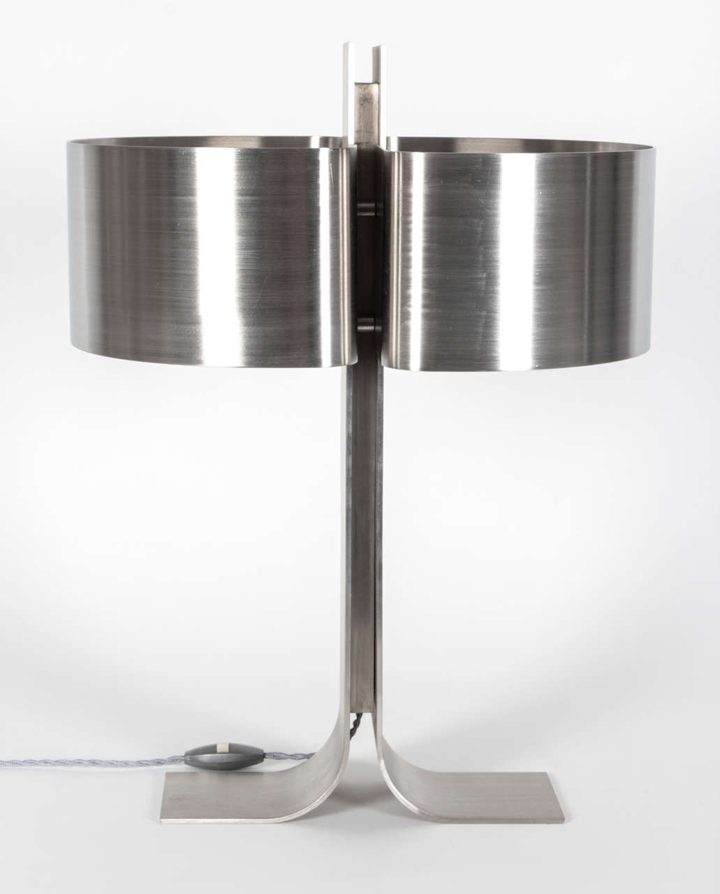 Pair of Brushed Stainless Steel Lamps, French, 1970's at 1stDibs