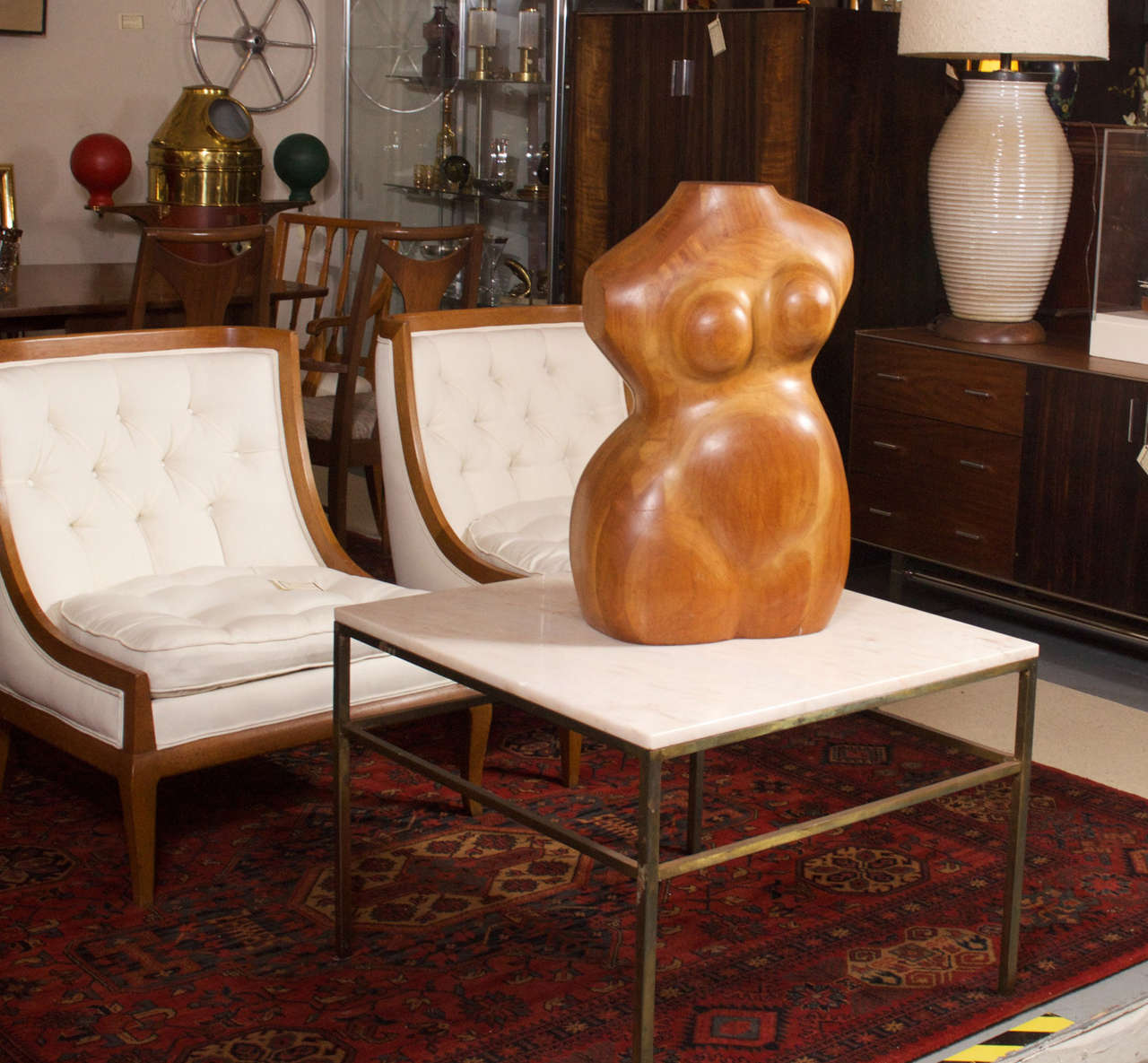 Modern 1950's Rubinesque Wooden Sculpture Of The Female Torso by Ethel Schochet