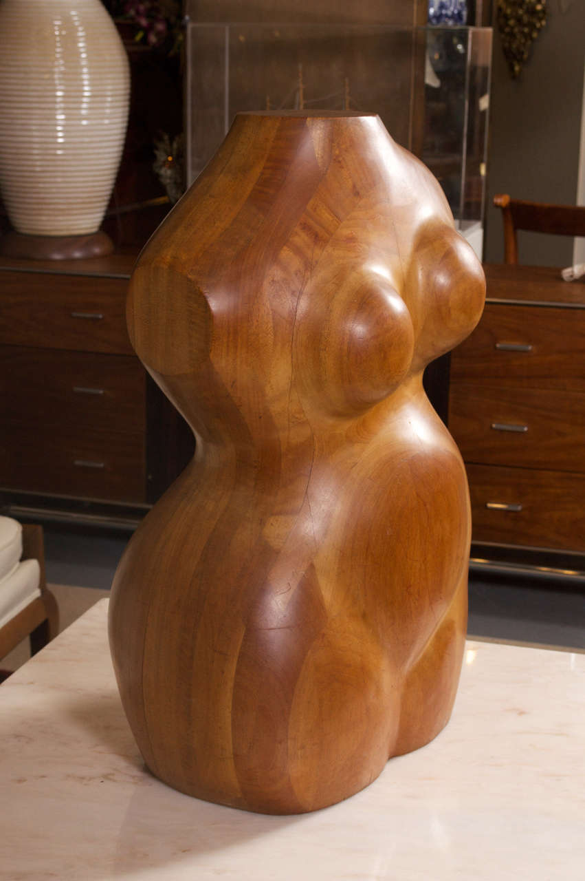 Unknown 1950's Rubinesque Wooden Sculpture Of The Female Torso by Ethel Schochet