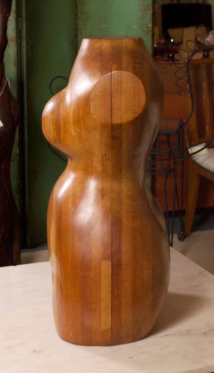 1950's Rubinesque Wooden Sculpture Of The Female Torso by Ethel Schochet In Good Condition In San Francisco, CA