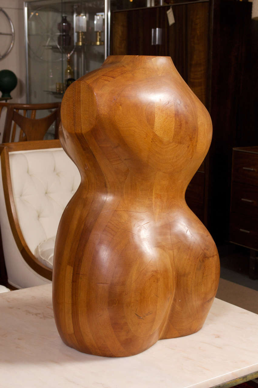 Mid-20th Century 1950's Rubinesque Wooden Sculpture Of The Female Torso by Ethel Schochet