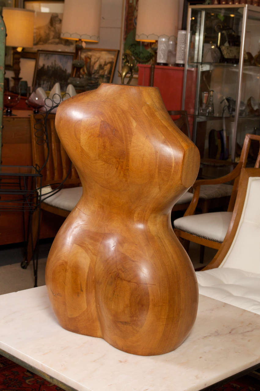 1950's Rubinesque Wooden Sculpture Of The Female Torso by Ethel Schochet 1