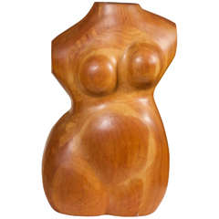1950's Rubinesque Wooden Sculpture Of The Female Torso by Ethel Schochet