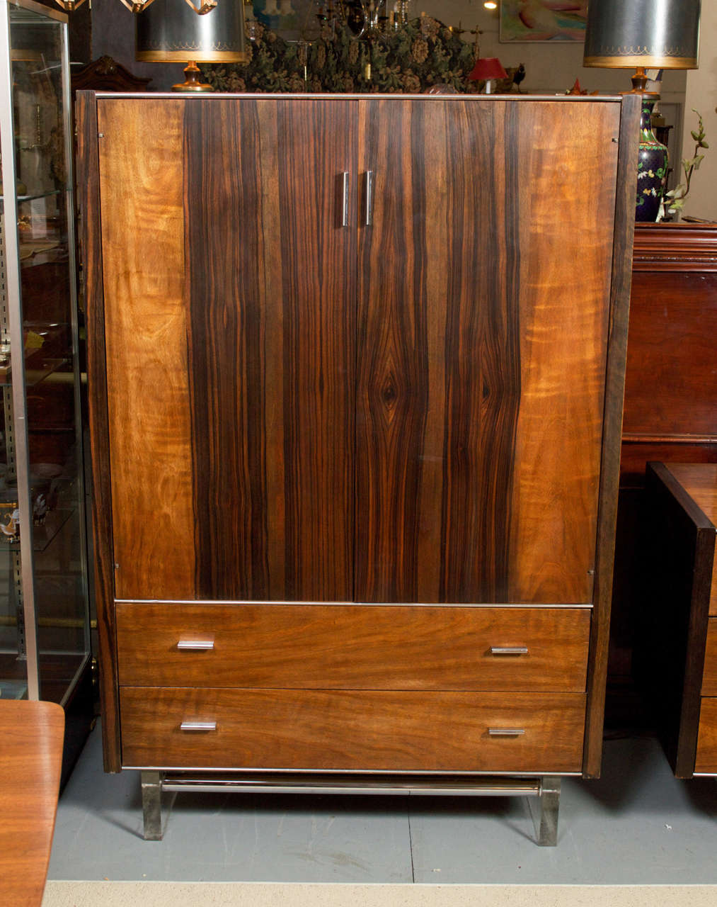 1970's Mix Wood Gentleman's Chest w/Lucite Legs