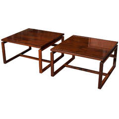 Large Pair Floating Top Rosewood Danish Modern Side Tables