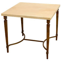 Mid Century Modern Italian Aldo Tura Goatskin / Bronze Table