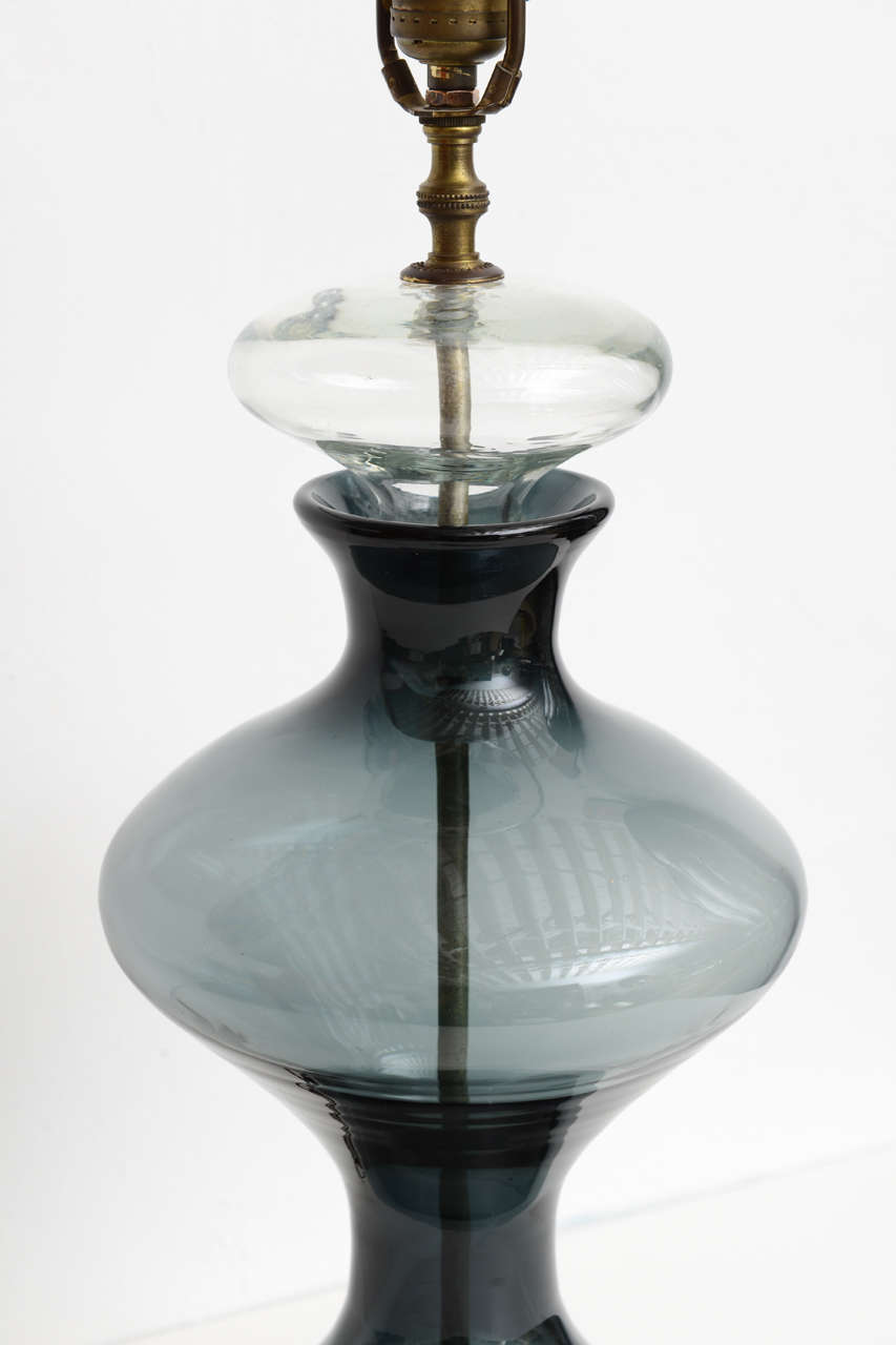 Brass Whisical Glass 1940, s Lamp By Blenko