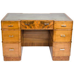 Art Deco Leather Topped Pedestal Desk