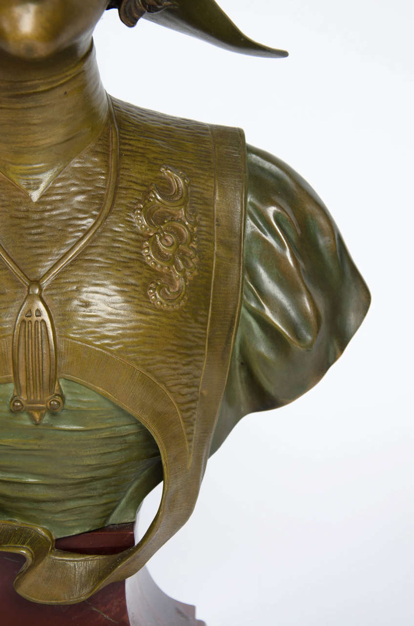 Art Nouveau Bronze Bust by Henri Jacobs In Excellent Condition In East Sussex, GB