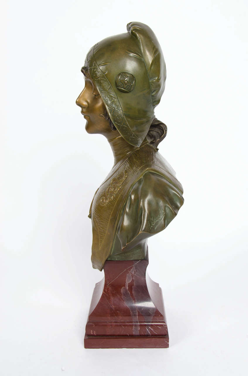 Art Nouveau Bronze Bust by Henri Jacobs 1
