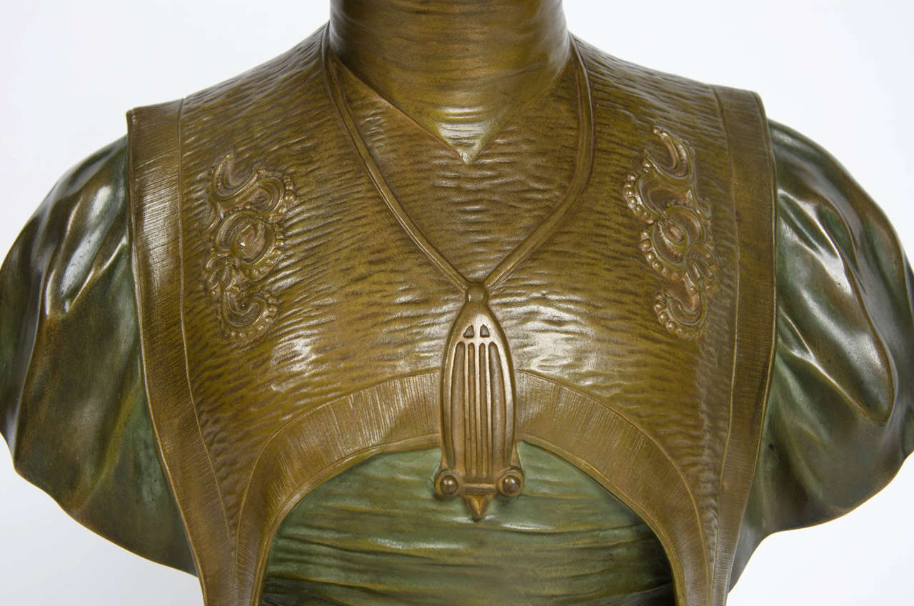 Art Nouveau Bronze Bust by Henri Jacobs 5