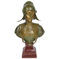 Art Nouveau Bronze Bust by Henri Jacobs