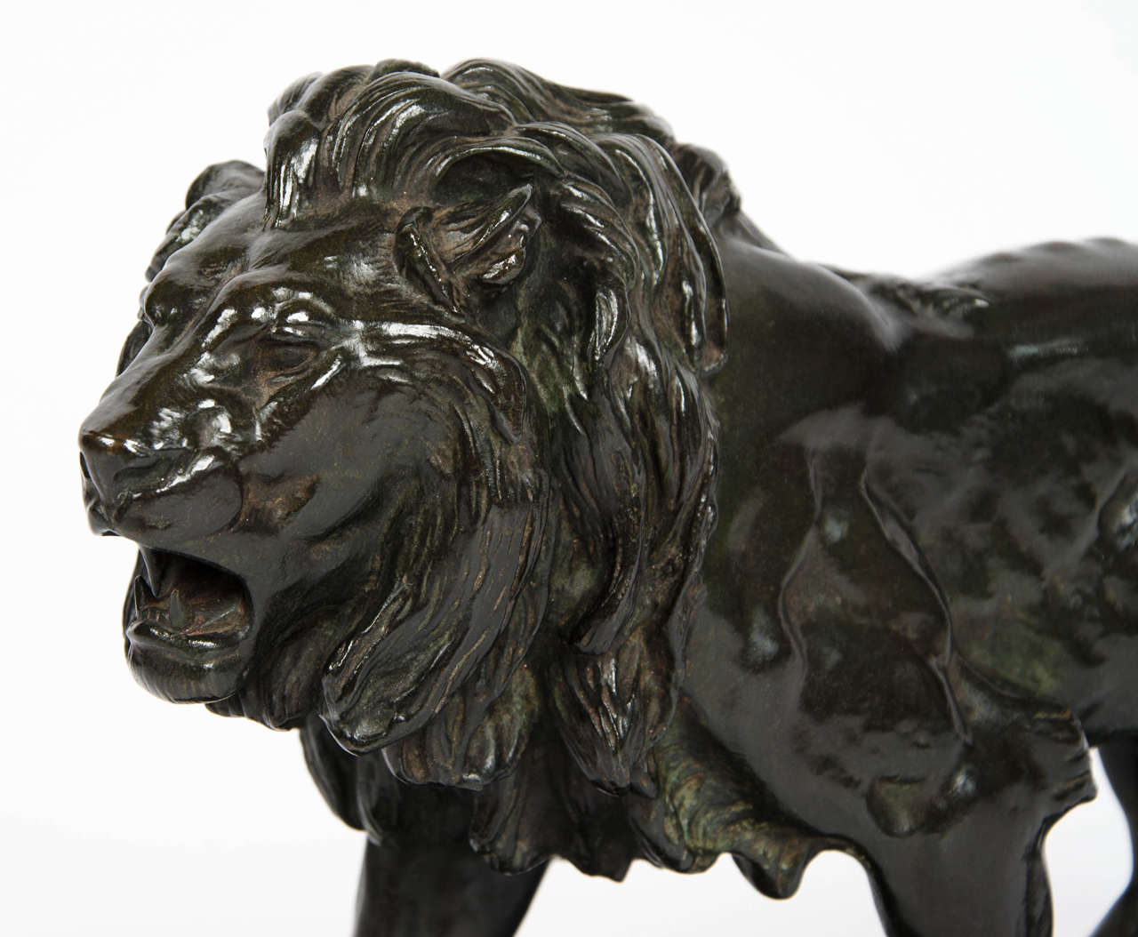 French Bronze Lion Sculpture by Barye For Sale