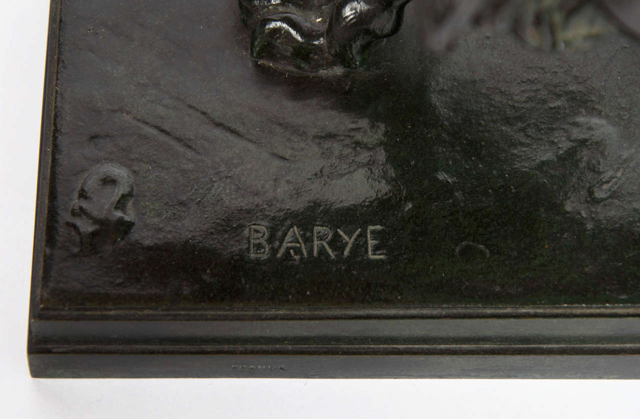 Bronze Lion Sculpture by Barye In Excellent Condition For Sale In East Sussex, GB