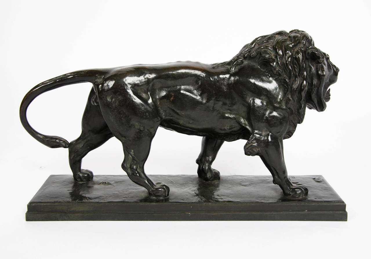 Bronze Lion Sculpture by Barye For Sale 1