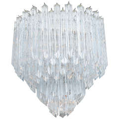 Venini Crystal Prism Four-Point Multi-Tiered Chandelier