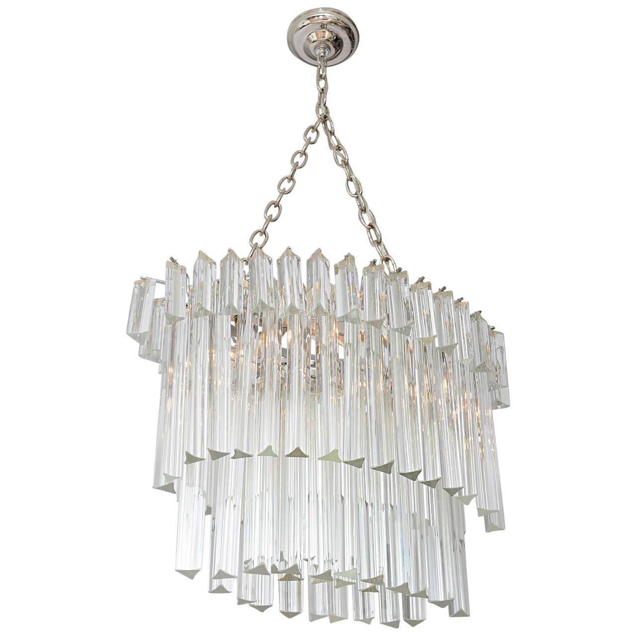 Venini Three Tier Oval Glass Prism Chandelier At 1stdibs Venini Three Tier Oval Glass Prism Chandelier For