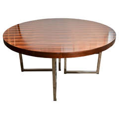 1970s Rosewood Table in the Style of Gordon Russell with Polished chrome Legs