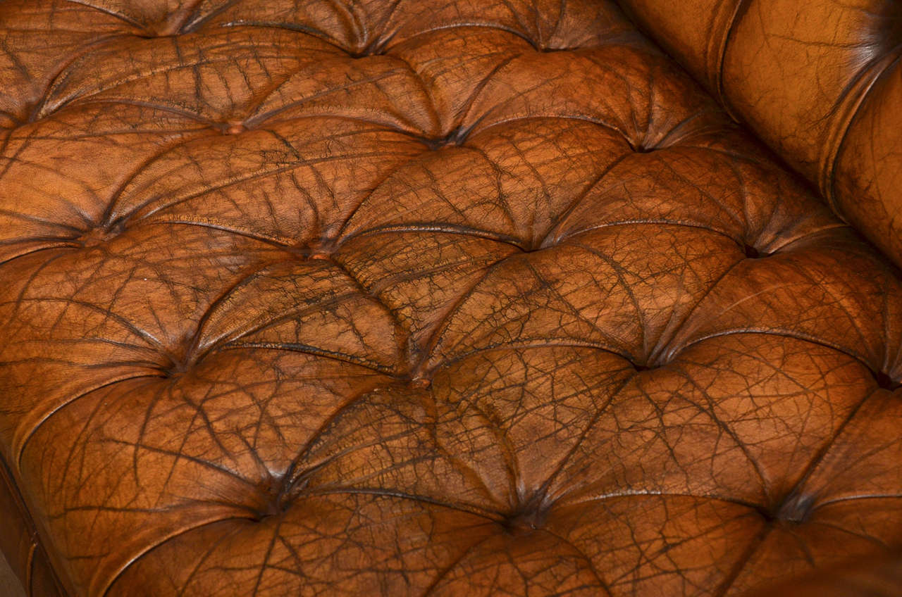 dark brown leather chesterfield