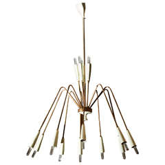 Vintage Mid-Century Italian Arredoluce Ceiling Light with White Enameled Shades