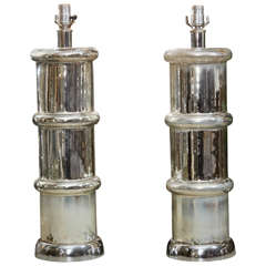Large Pair of Mercury Glass Lamps