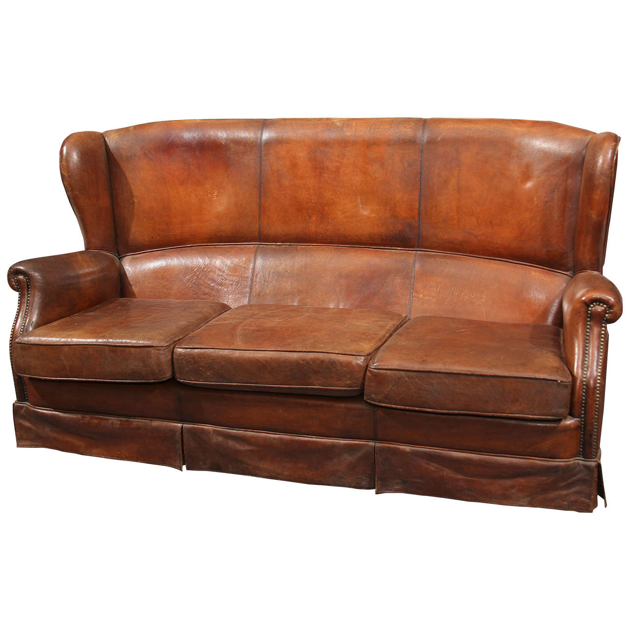 French Leather Sofa at 1stDibs
