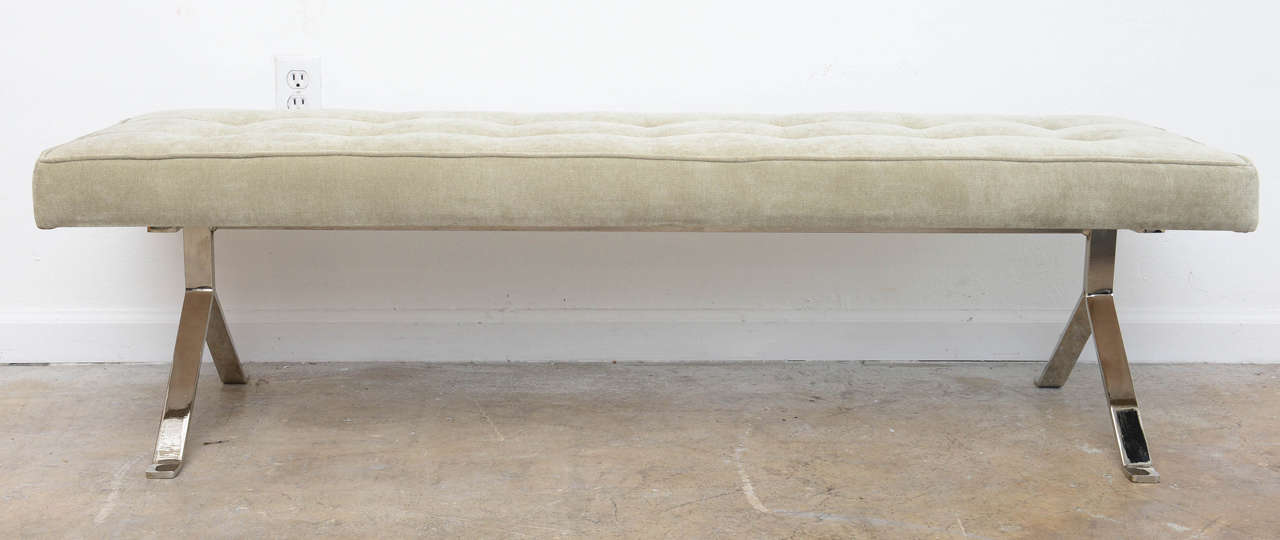 Mid-Century Modern Mid Century Modern Y-Form Nickel Upholstered Bench
