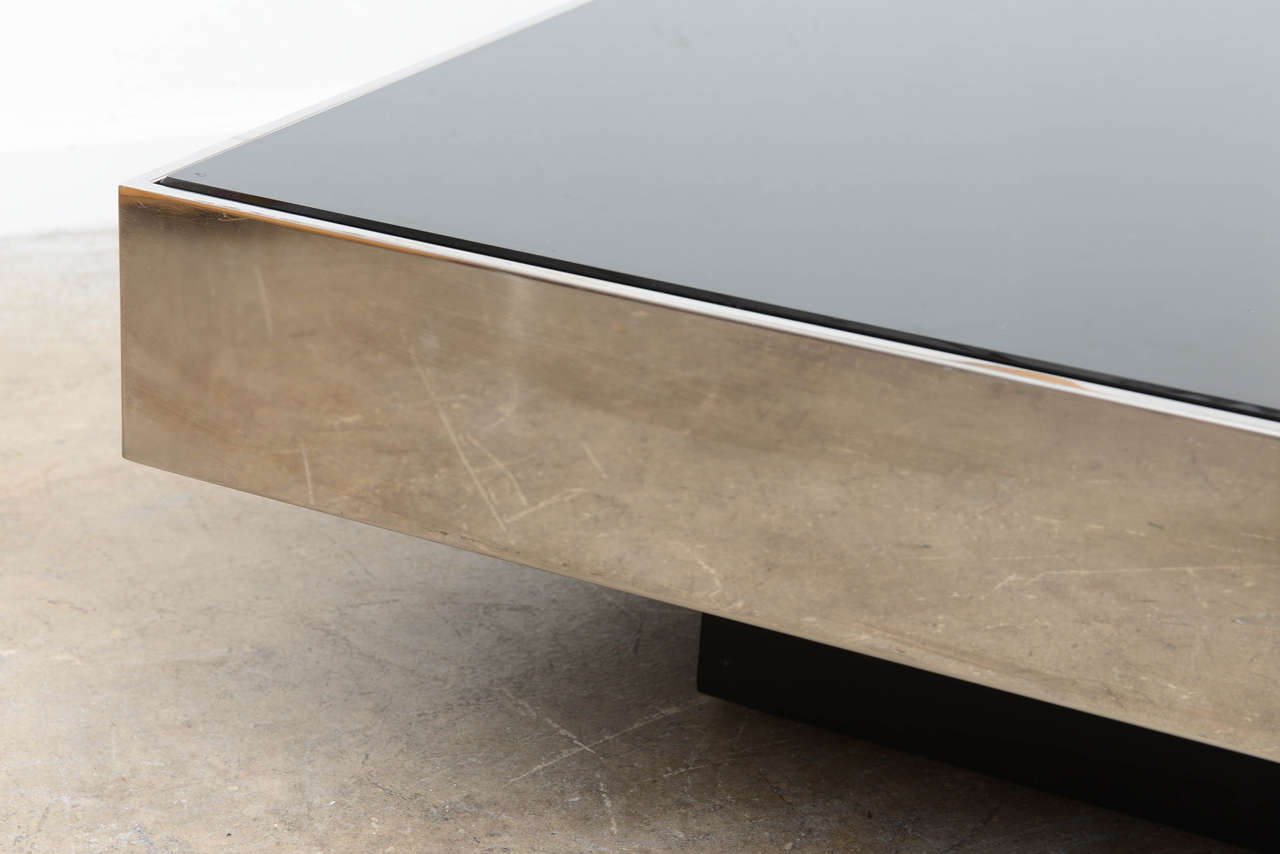 Curated visual reference: Floating Minimalist Coffee Table Reference: 1970S Willy Rizzo Metal And Glass Floating Minimalist Coffee Table