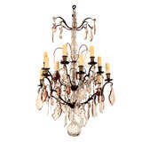 Antique 12 light Chandelier with amethyst crystals