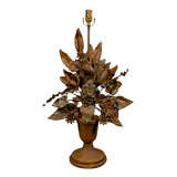 Vintage Charming Metal Floral Boquet in Urn as Lamp