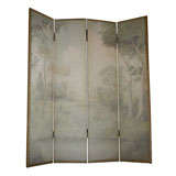 Hand Painted Four Panel Screen with Deer in Open Glades