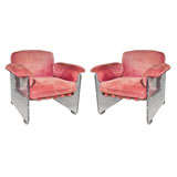 Vintage PAIR  OF PACE  ARM  CHAIRS  WITH  LUCITE  SIDES