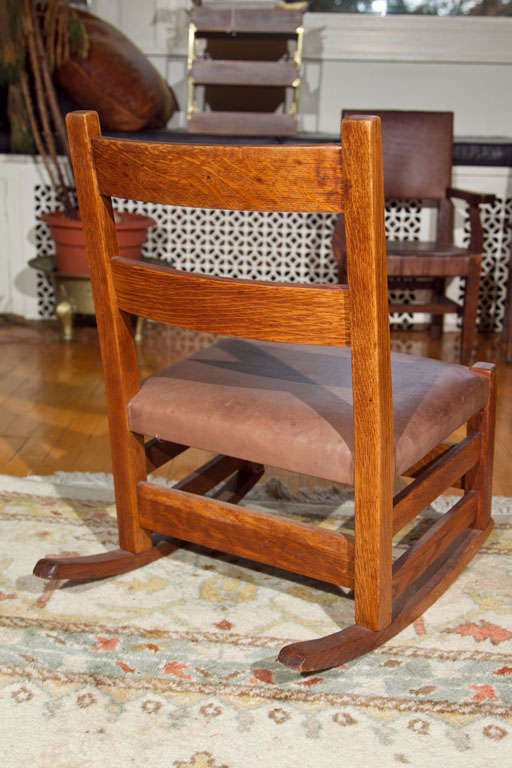Leather Arts   &  Crafts  Child's  Rocking Chair By  G. Stickley