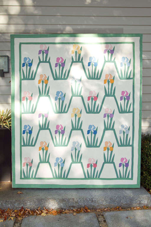 HAND  MADE  IRIS  QUILT  FRAMED  AND  BACKED  TO   HANG