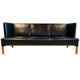 FRITS HENNINGSEN BLACK LEATHER SOFA ca 1940