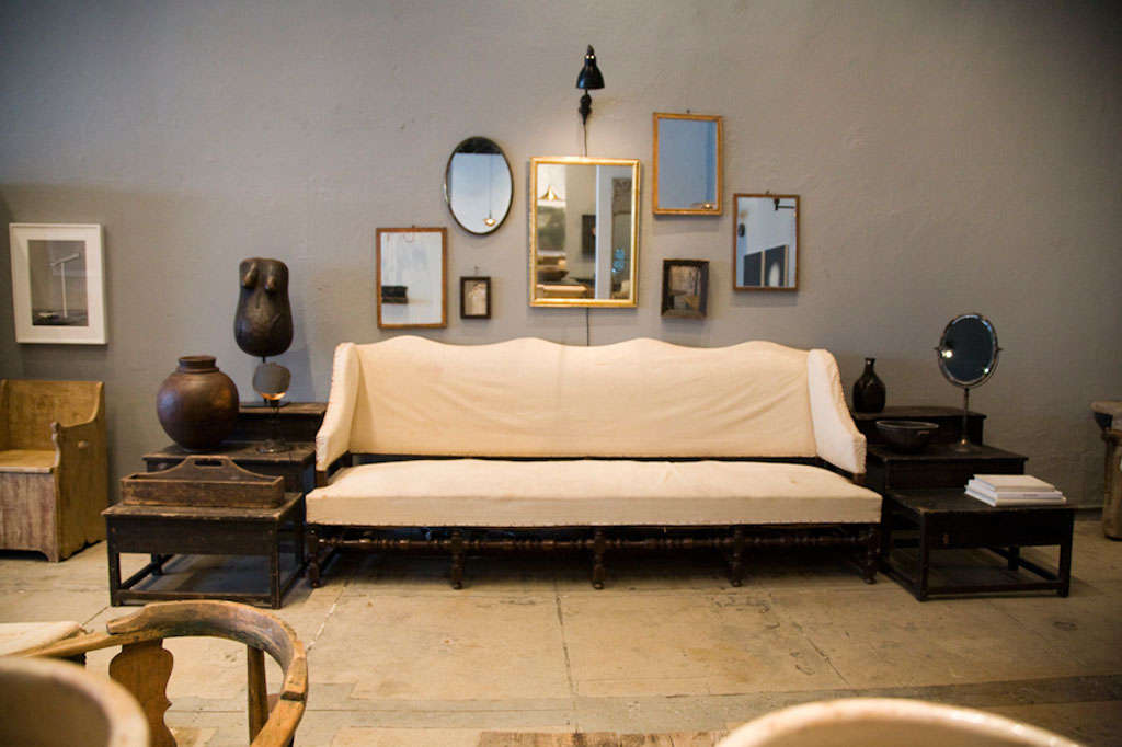 A OVERSIZED FRENCH CANAPE/SOFA WITH WALNUT FRAME