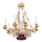 French Cut To Clear Crystal And Gilt Bronze Chandelier