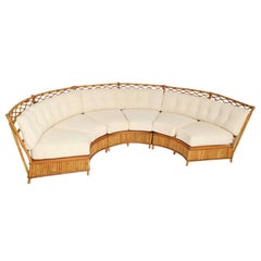 Vintage Rattan Curved Sofa by Ficks Reed