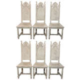 Set of Six Italian Gothic Revival Style Dining Chairs