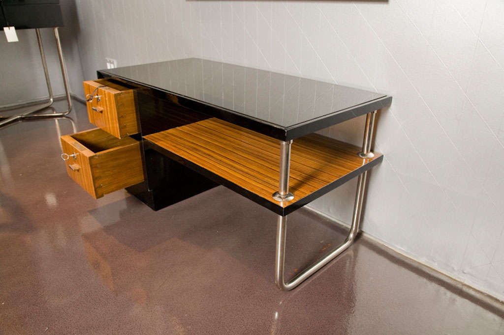 Mid-20th Century Modernist Entry Hall Table with Mirror For Sale