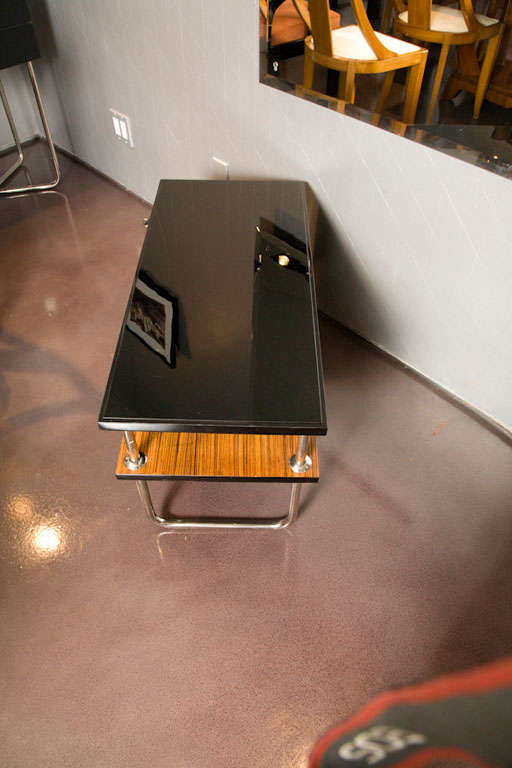 Chrome Modernist Entry Hall Table with Mirror For Sale