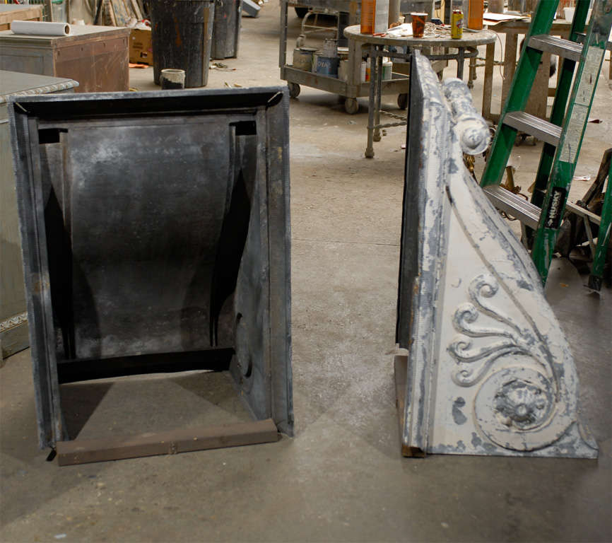 Pair of Large Size Turn of the Century Zinc Decorative Corbels with Volute 2