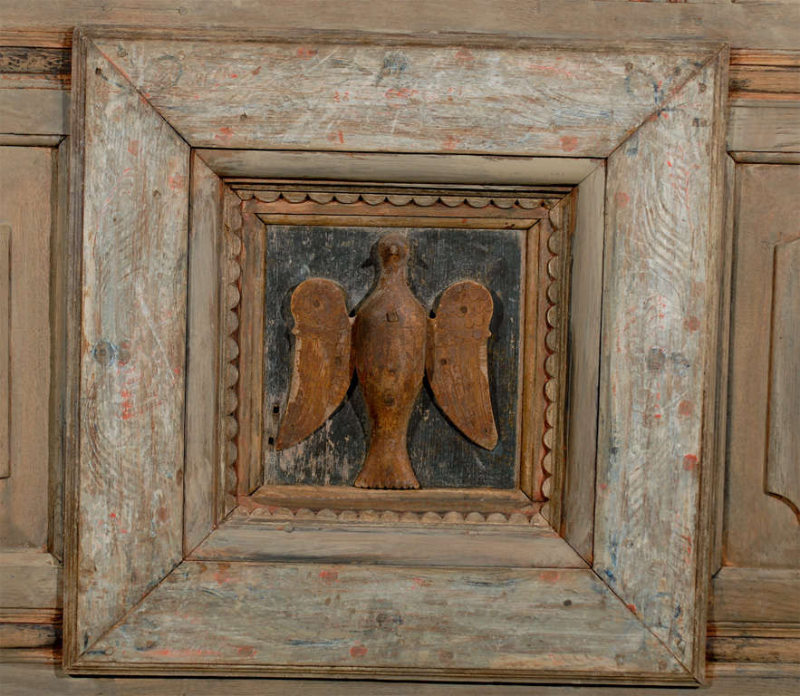 17th-18th Century German Oak Panel with Dove of Peace Central Panel 2